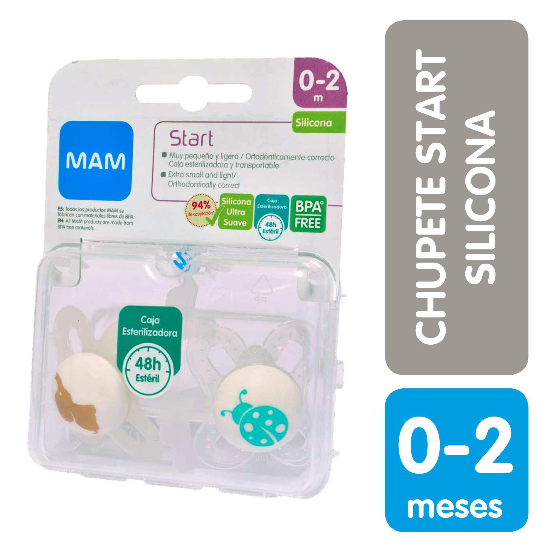 Chupete Mate Original Mam De 0 A 6 Meses Para Bebes Pack X2