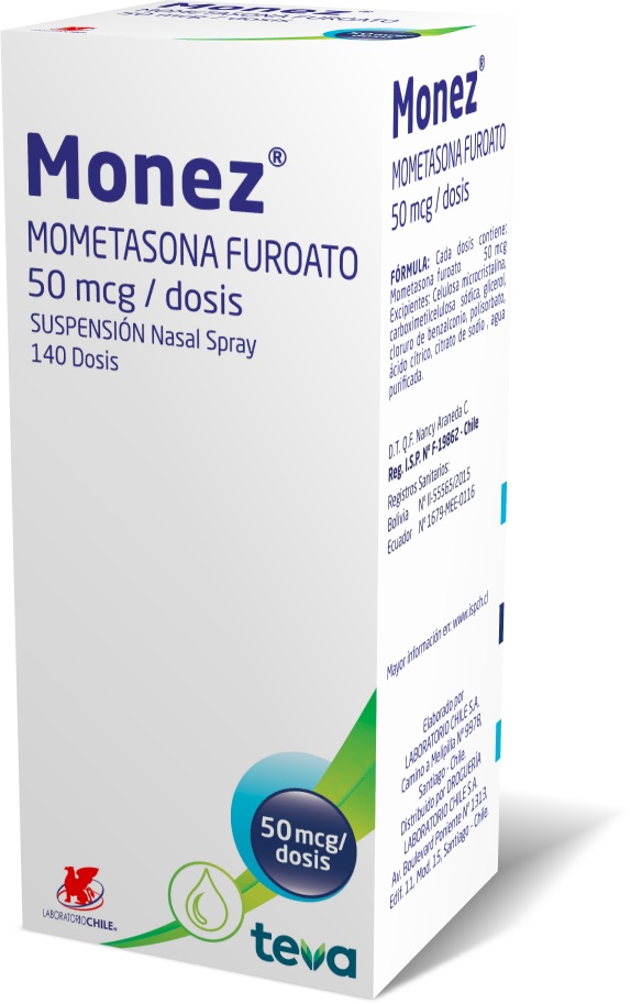 Mometasona Monaliz 50 mcg x 140 Dosis Spray Nasal Deva Holding Composición:  Mometasona