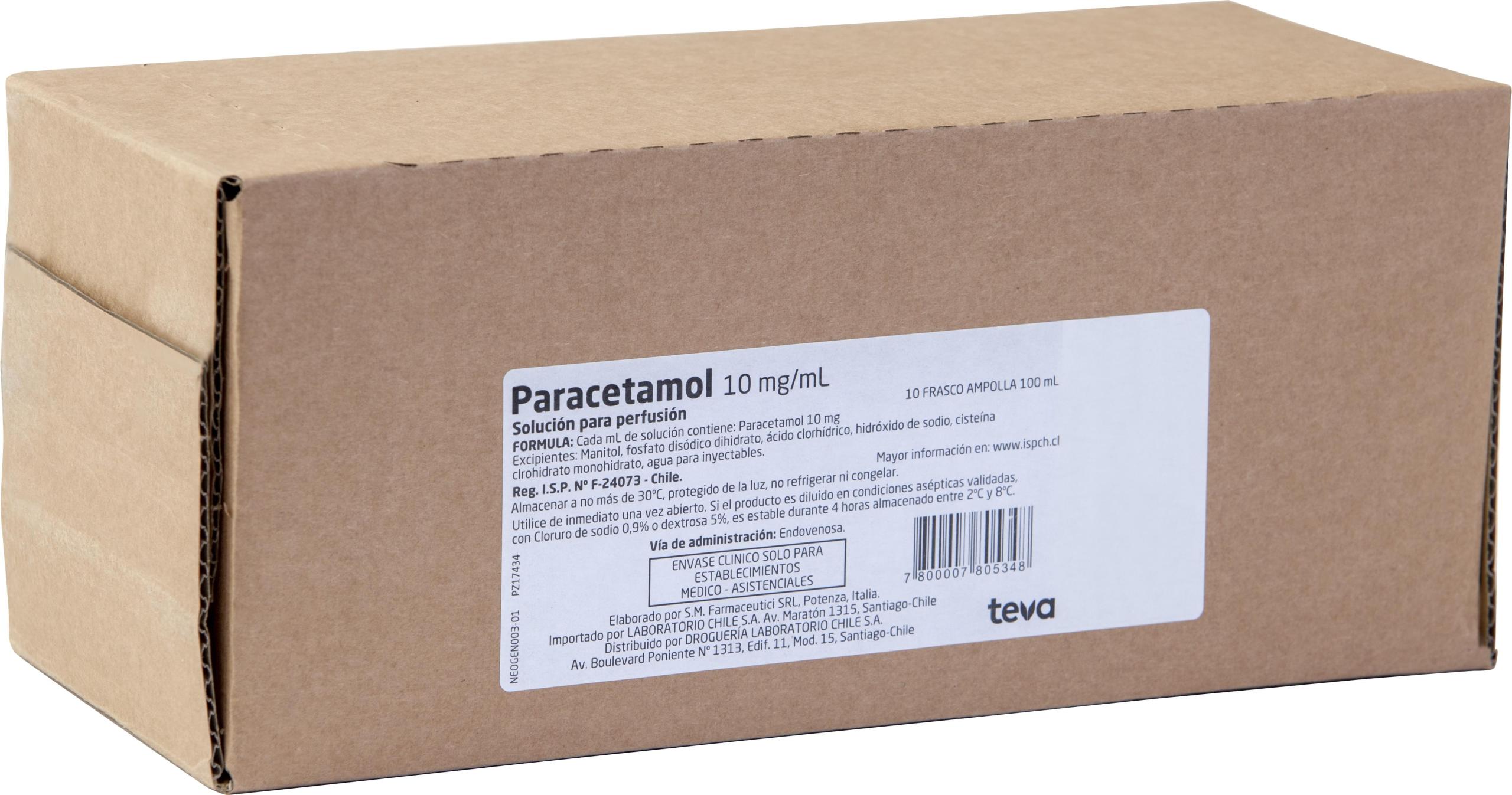 Caja de Paracetamol de diez miligramos