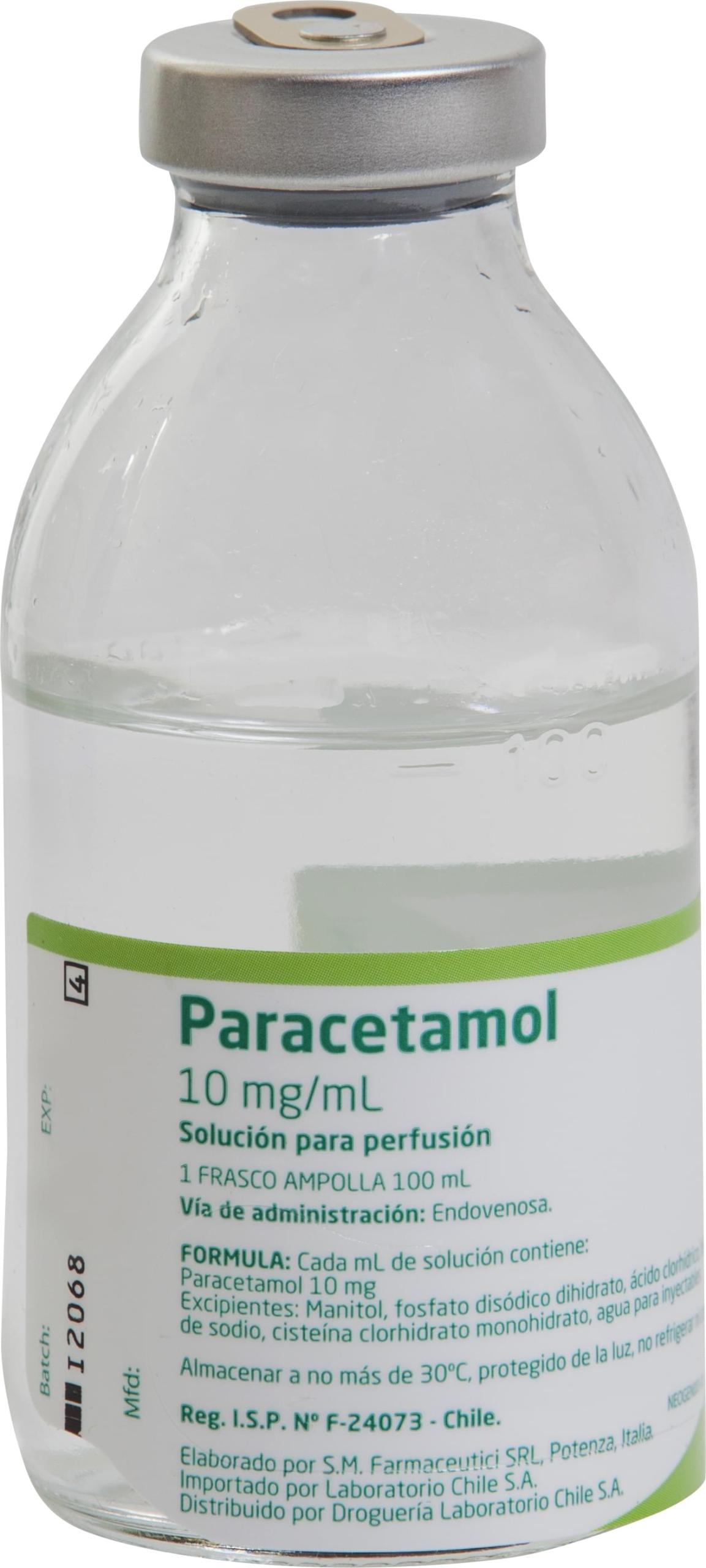 Etiqueta de Paracetamol de diez miligramos