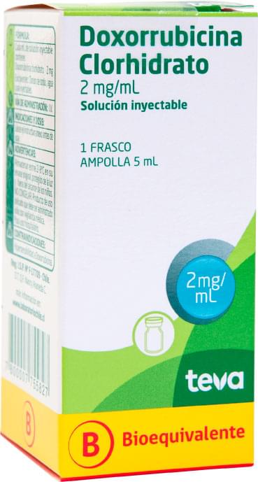 Caja de Doxorrubicina de cinco mililitros