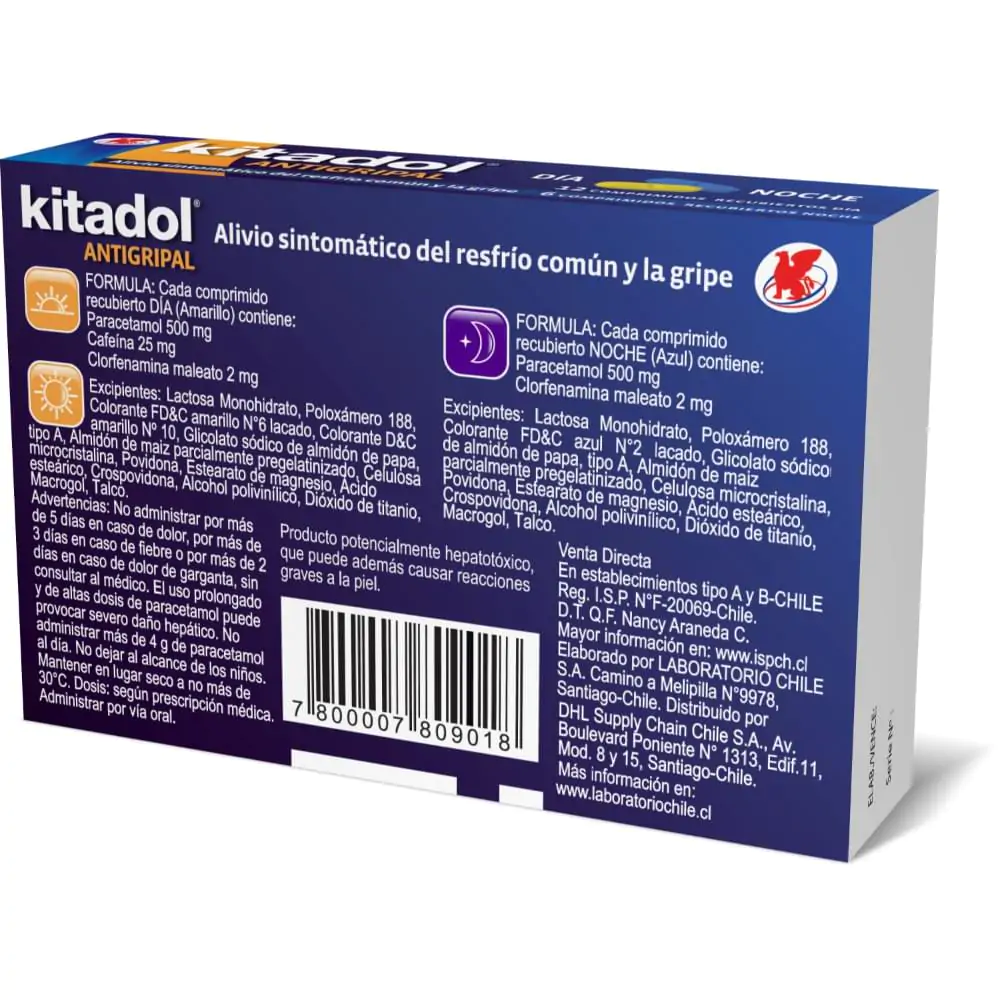 Caja de Kitadol Antigripal con su formula